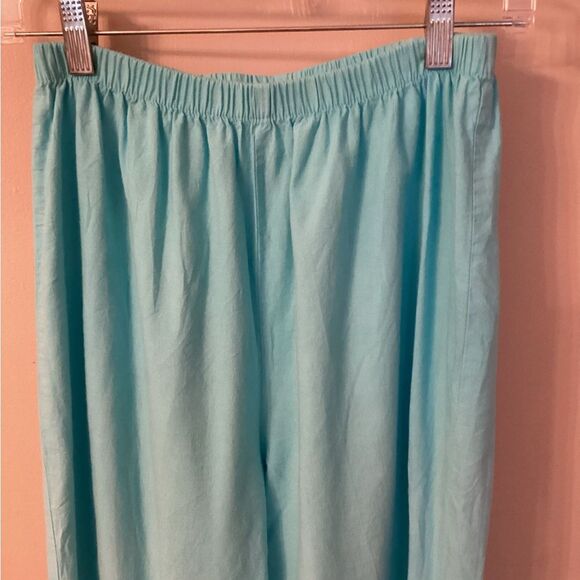 FRESH PRODUCE SIZE MEDIUM BRIIGHT BLUE COTTON CROPPED PULL ON PANTS STRAIGHT LEG - Picture 3 of 8